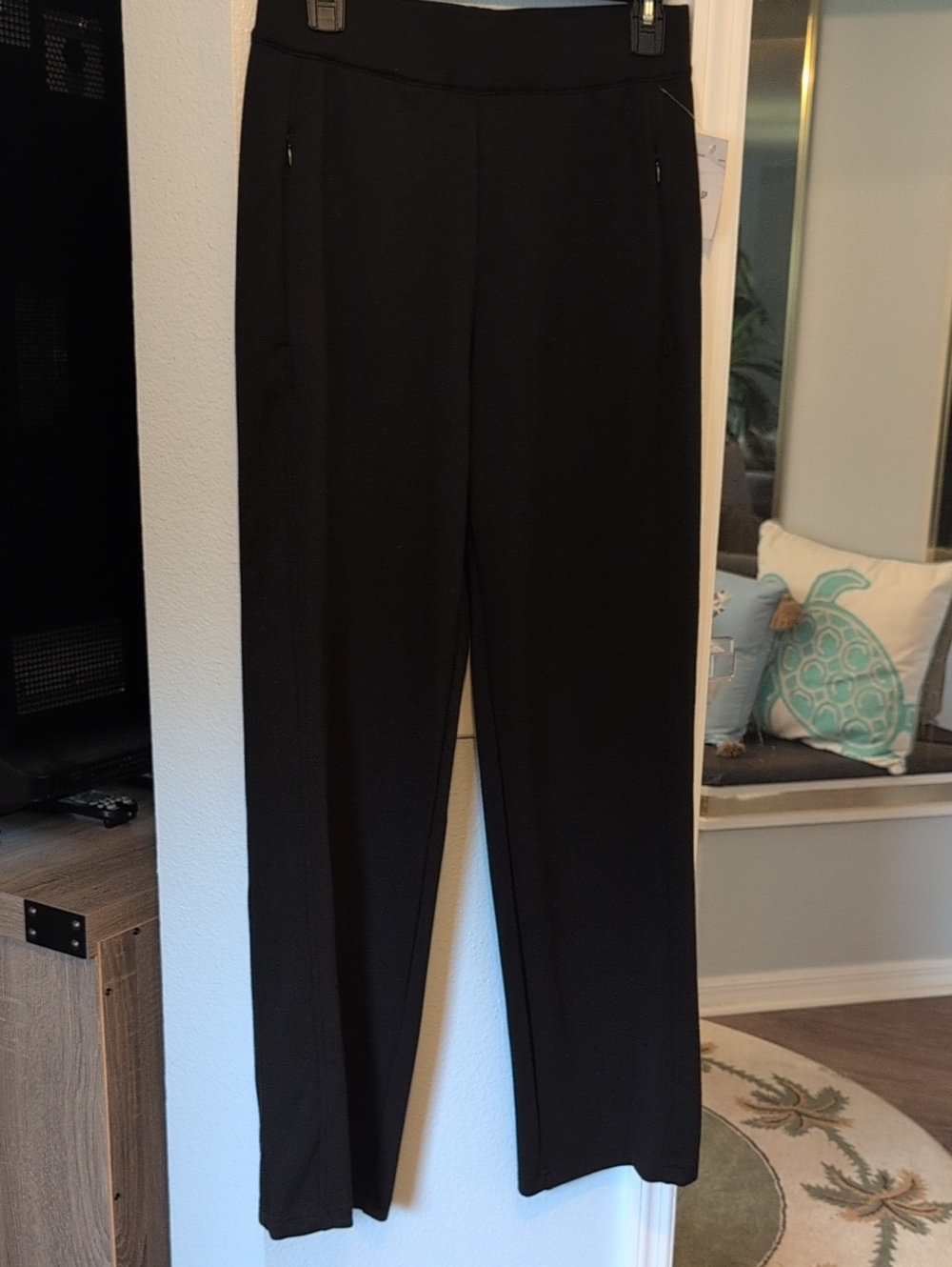 Elie Tahari Black Pull-On Straight Trousers Brand New